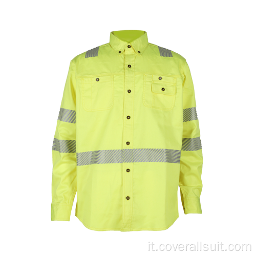 Camicia da lavoro in tessuto ignifugo Cotton Hi Vis